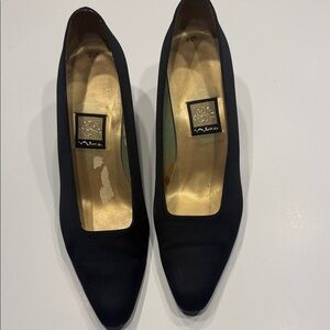 Nina Classic Black Heels with silver geometric heel